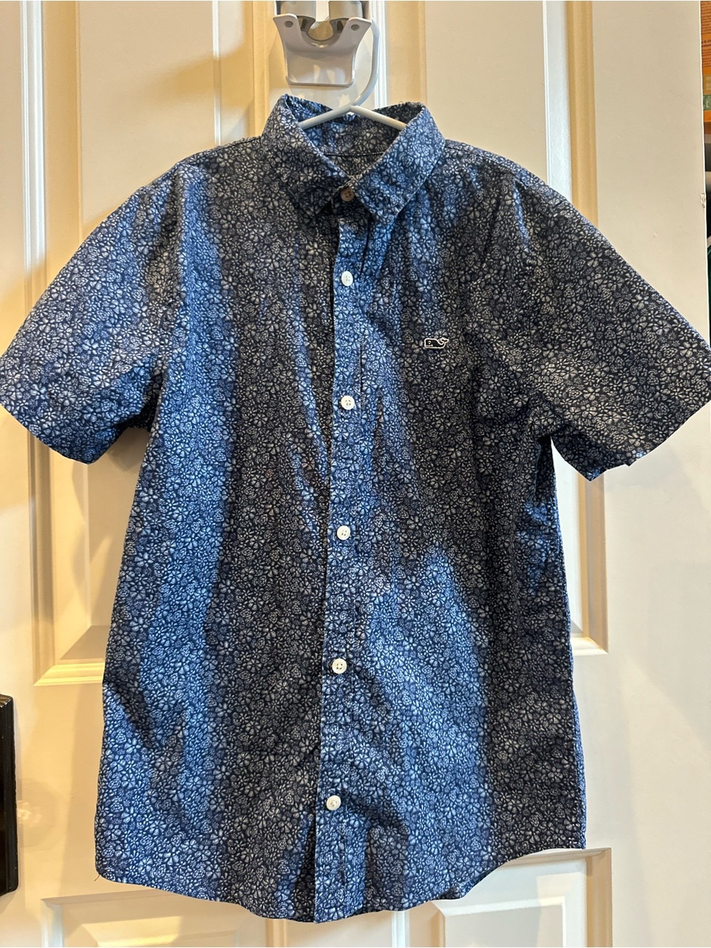 Vineyard Vines Boys Blue Floral Button Down Shirt Size S 8-10 Preppy Coastal